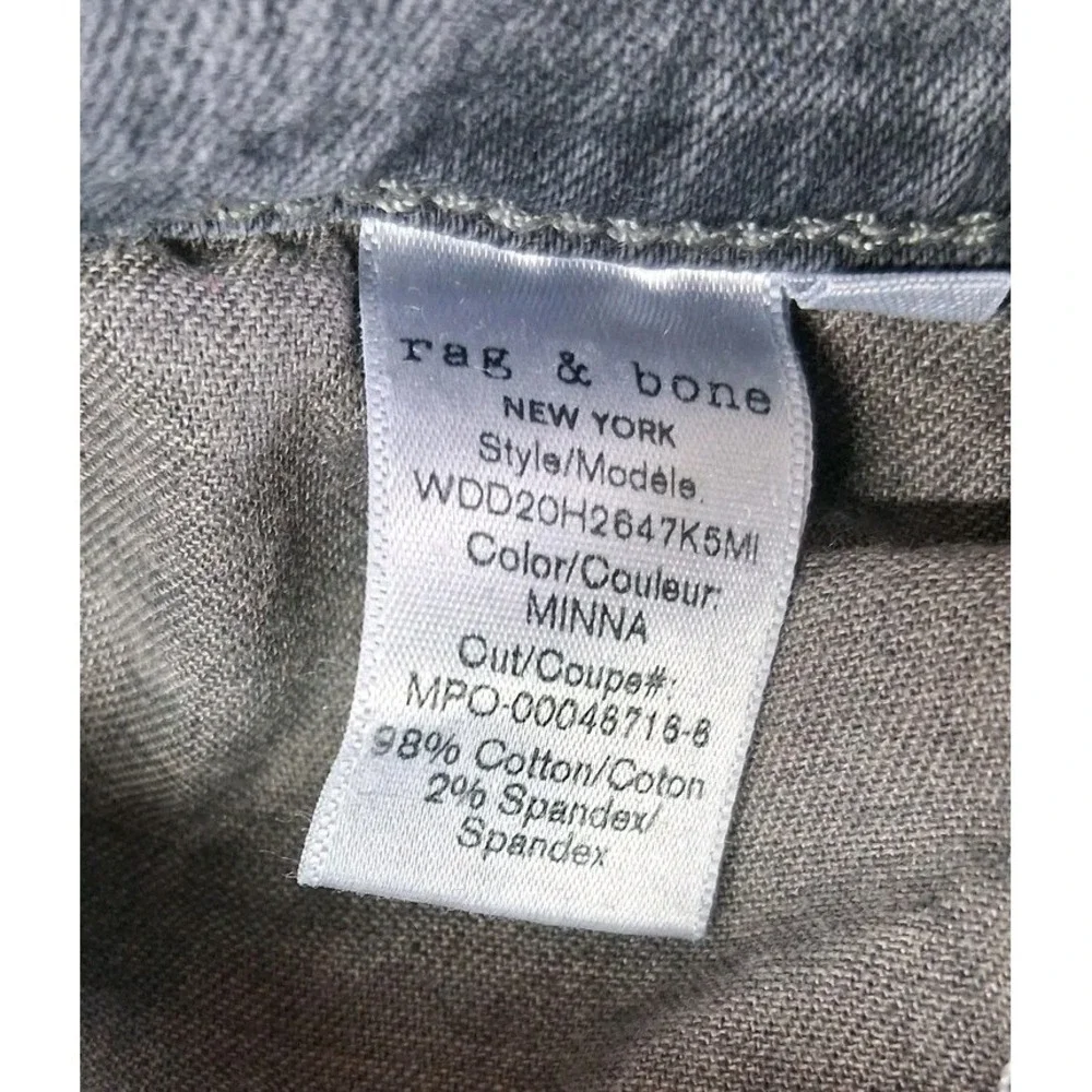 Rag & Bone Skinny Jeans Womens 26 Gray Minna High Rise Stretch Ankle Zip Denim_6